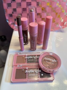 Pink Makeup Set – Eyeshadow Trio, Baked Bronzer & Lip Products